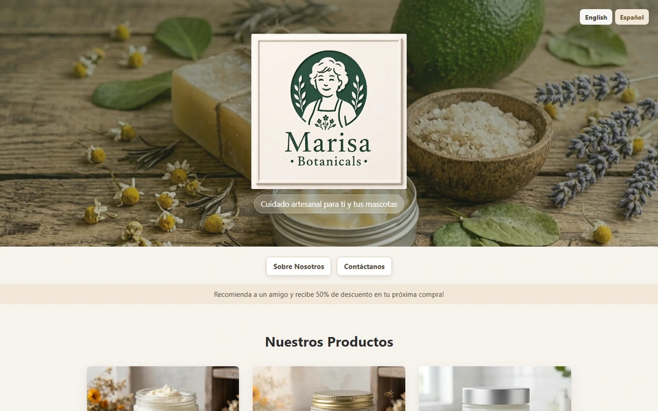 The Marisa Botanicals bilingual website